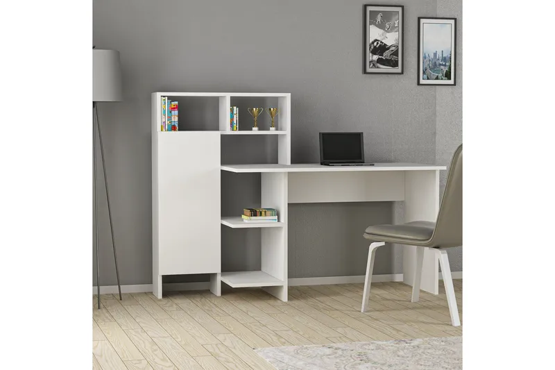 Irbene Skrivbord 135 cm med Förvaring Hyllor + Skåp - Vit - Möbler - Bord & matgrupper - Kontorsbord - Skrivbord