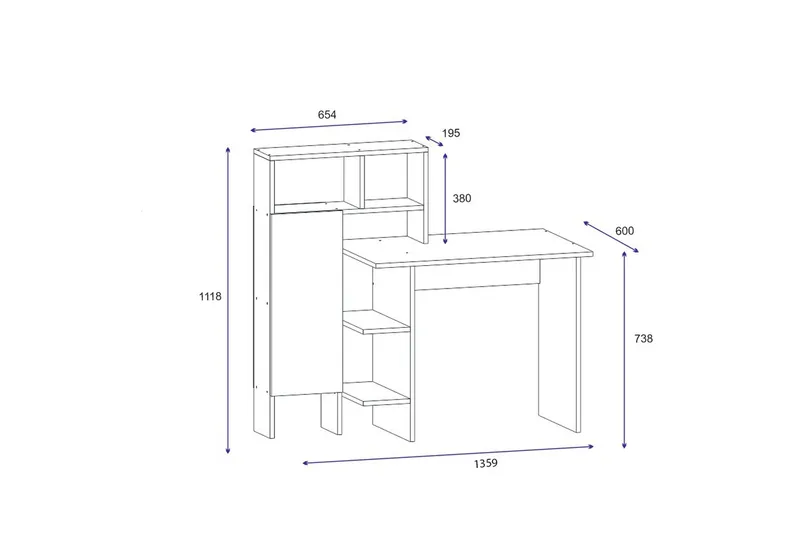 Irbene Skrivbord 135 cm med Förvaring Hyllor + Skåp - Vit - Möbler - Bord & matgrupper - Kontorsbord - Skrivbord