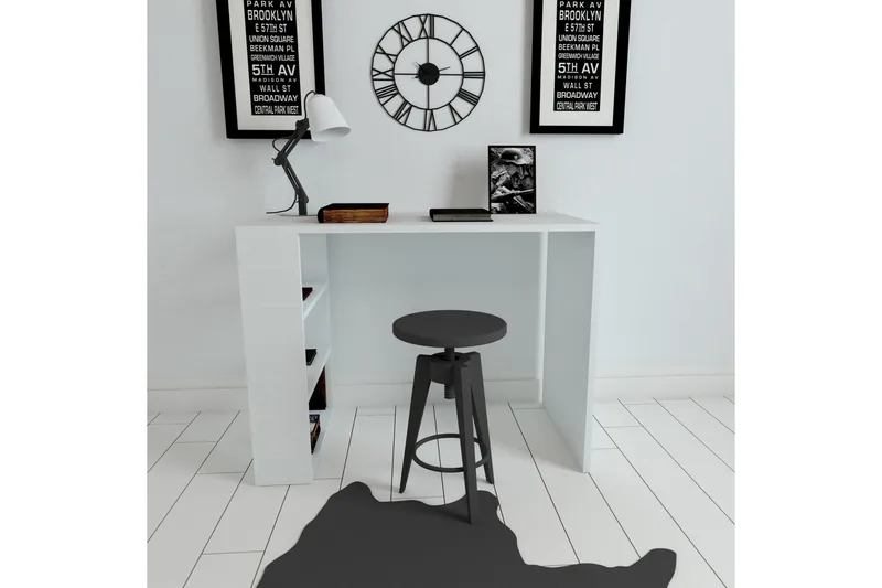 Irbene Skrivbord 90 cm med Förvaring 3 Hyllor - Vit - Möbler - Bord & matgrupper - Kontorsbord - Skrivbord