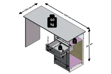 Jackson Skrivbord 123 cm med Förvaring Hylla + Låda + Skåp - Vit/Svart - Möbler - Bord & matgrupper - Kontorsbord - Skrivbord