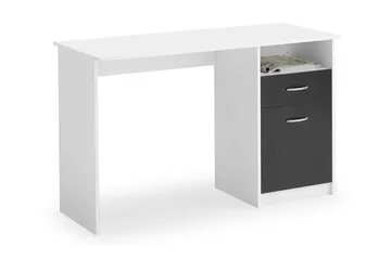 Jackson Skrivbord 123 cm med Förvaring Hylla + Låda + Skåp - Vit/Svart - Möbler - Bord & matgrupper - Kontorsbord - Skrivbord