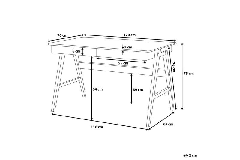 Jahnyia Skrivbord 120 cm 2 Lådor - Ljusbrun - Möbler - Bord & matgrupper - Kontorsbord - Skrivbord