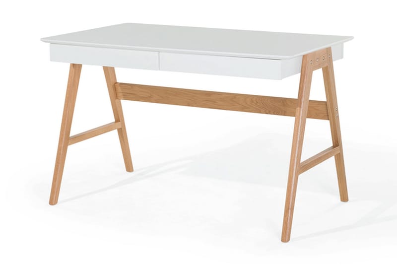 Jahnyia Skrivbord 120 cm med Förvaring 2 Lådor - Vit/Ek - Möbler - Bord & matgrupper - Kontorsbord - Skrivbord