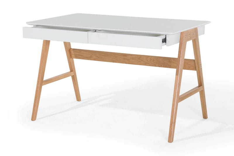 Jahnyia Skrivbord 120 cm med Förvaring 2 Lådor - Vit/Ek - Möbler - Bord & matgrupper - Kontorsbord - Skrivbord