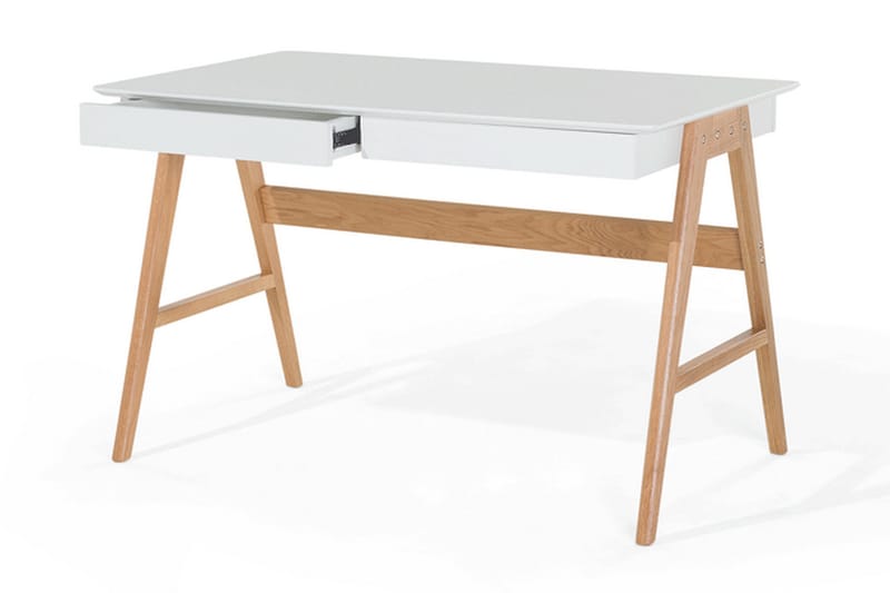 Jahnyia Skrivbord 120 cm med Förvaring 2 Lådor - Vit/Ek - Möbler - Bord & matgrupper - Kontorsbord - Skrivbord