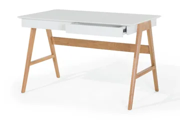 Jahnyia Skrivbord 120 cm med Förvaring 2 Lådor - Vit/Ek - Möbler - Bord & matgrupper - Kontorsbord - Skrivbord