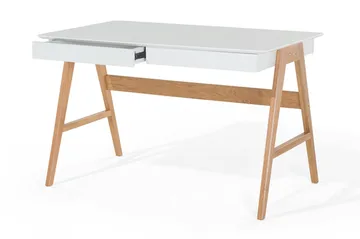 Jahnyia Skrivbord 120 cm med Förvaring 2 Lådor - Vit/Ek - Möbler - Bord & matgrupper - Kontorsbord - Skrivbord