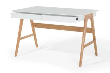 Jahnyia Skrivbord 120 cm med Förvaring 2 Lådor - Vit/Ek - Möbler - Bord & matgrupper - Kontorsbord - Skrivbord