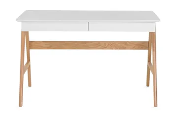 Jahnyia Skrivbord 120 cm med Förvaring 2 Lådor - Vit/Ek - Möbler - Bord & matgrupper - Kontorsbord - Skrivbord
