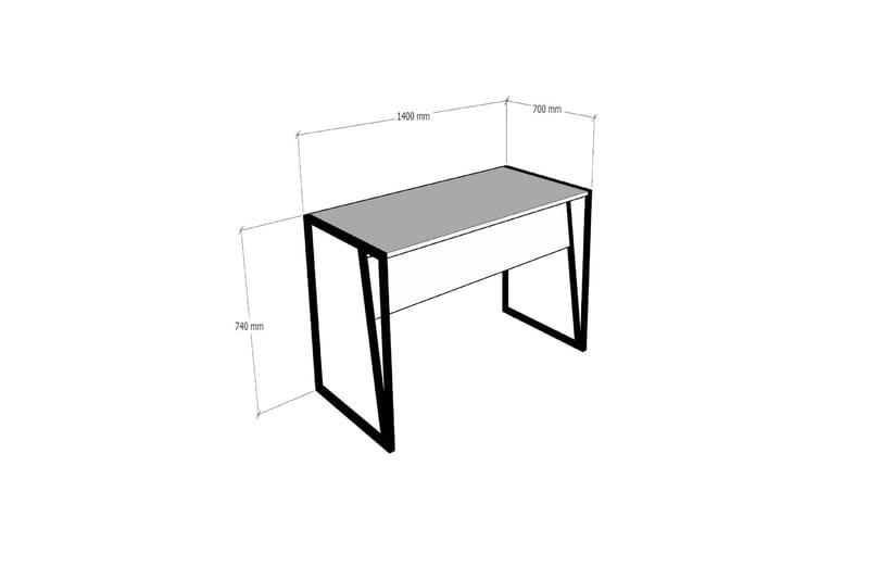 Jarlech Skrivbord 140 cm - Vit/Svart - Skrivbord