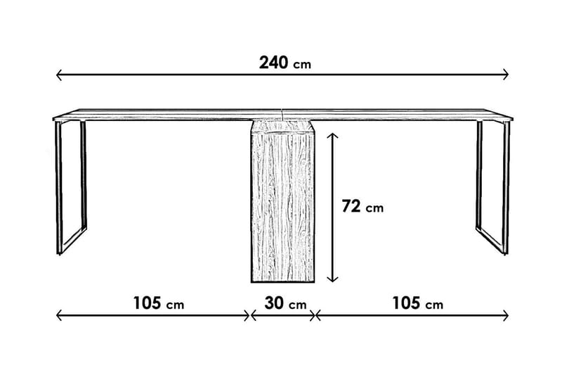 Kafrein Skrivbord 240x72x240 cm - Brun - Möbler - Bord & matgrupper - Kontorsbord - Skrivbord