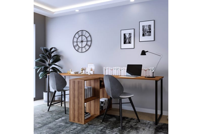 Kafrein Skrivbord 240x72x240 cm - Brun - Möbler - Bord & matgrupper - Kontorsbord - Skrivbord