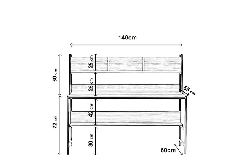 Kalldrun Skrivbord 140 cm med Förvaring Hyllor - Svart - Skrivbord