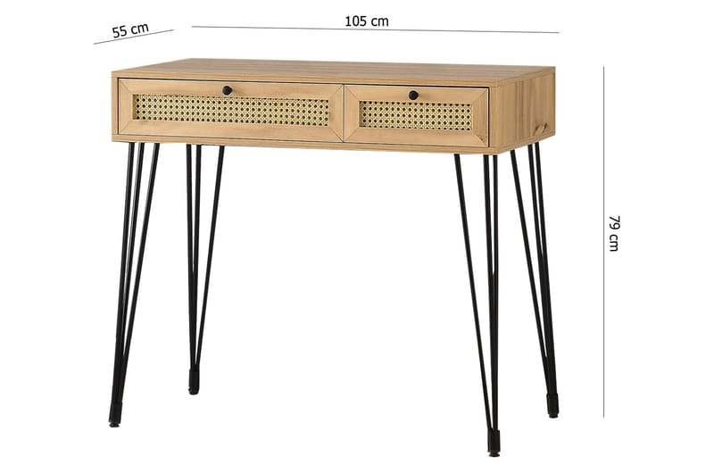 Karosta Skrivbord 105 cm med Förvaring 2 Lådor - Natur/Svart - Möbler - Bord & matgrupper - Kontorsbord - Skrivbord
