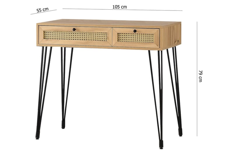 Karosta Skrivbord 105 cm med Förvaring 2 Lådor - Natur/Svart - Skrivbord