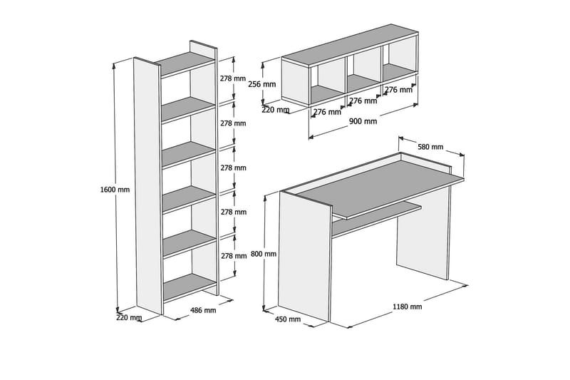 Kazeck Kontorsmöbelset 118 cm - Vit - Möbler - Bord & matgrupper - Kontorsbord - Skrivbord