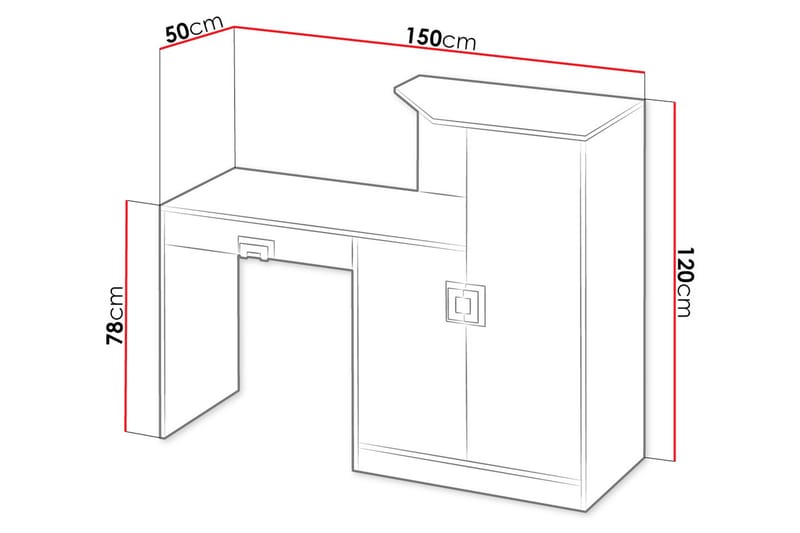 Klacksberg Skrivbord 150 cm med Förvaring Låda + Skåp - Beige/Vit - Skrivbord