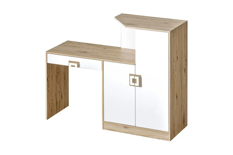 Klacksberg Skrivbord 150 cm med Förvaring Låda + Skåp, Beige/Vit