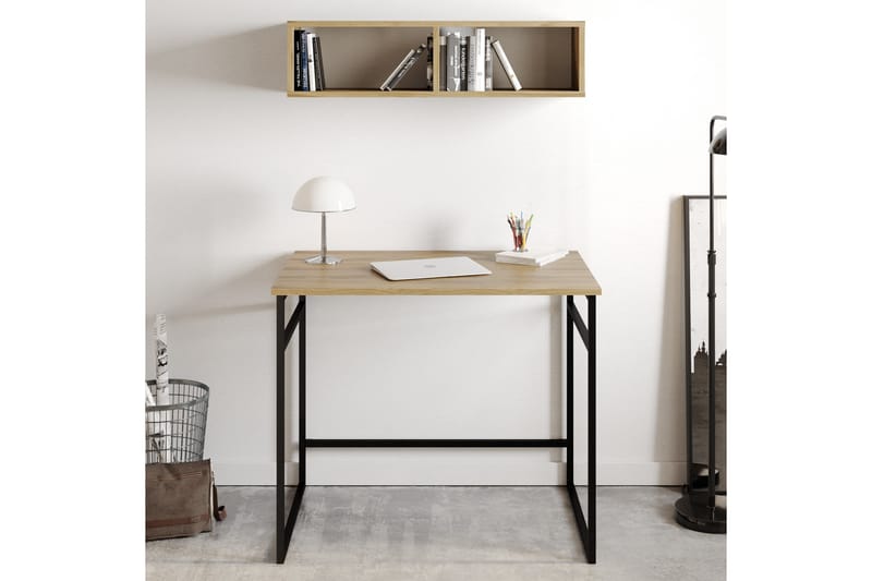 Klingbo Skrivbord 90 cm med Förvaring Vägghylla - Brun - Möbler - Bord & matgrupper - Kontorsbord - Skrivbord