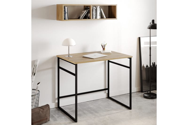 Klingbo Skrivbord 90 cm med Förvaring Vägghylla - Brun - Möbler - Bord & matgrupper - Kontorsbord - Skrivbord