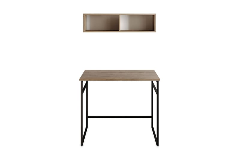 Klingbo Skrivbord 90 cm med Förvaring Vägghylla - Ljusbrun - Möbler - Bord & matgrupper - Kontorsbord - Skrivbord