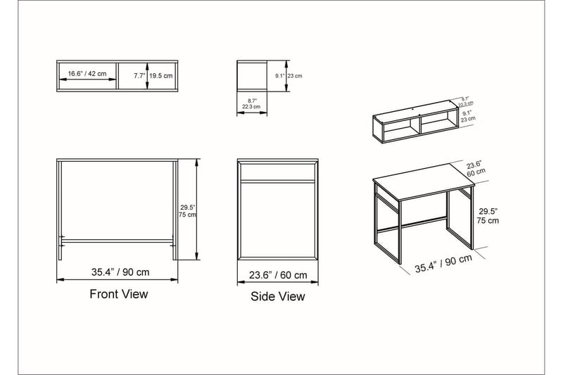 Klingbo Skrivbord 90 cm med Förvaring Vägghylla - Vit - Möbler - Bord & matgrupper - Kontorsbord - Skrivbord