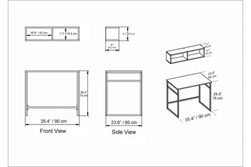 Klingbo Skrivbord 90 cm med Förvaring Vägghylla - Vit - Möbler - Bord & matgrupper - Kontorsbord - Skrivbord