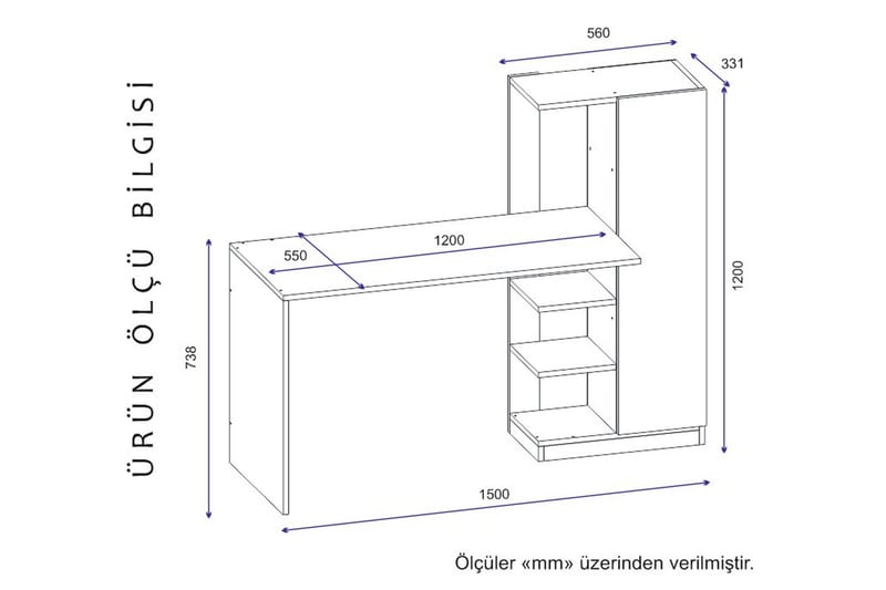 Klul Skrivbord 120 cm - Antracit - Skrivbord