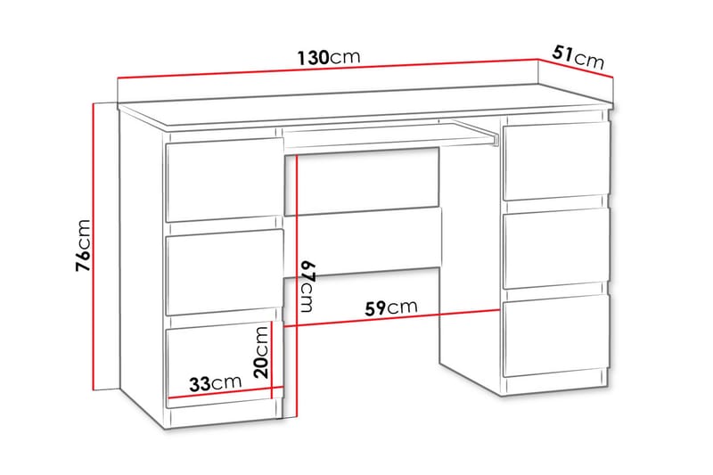 Kubana Skrivbord 130 cm med Förvaring Lådor - Grå/Vit - Möbler - Bord & matgrupper - Kontorsbord - Skrivbord