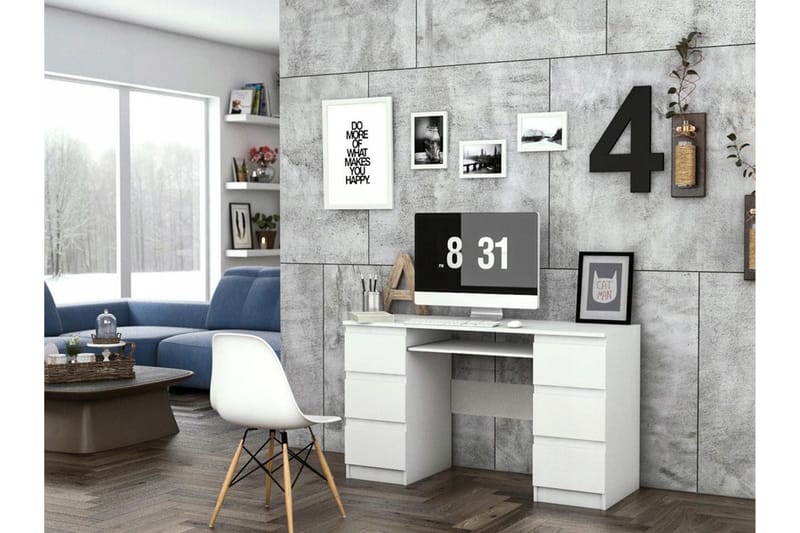 Kubana Skrivbord 130 cm med Förvaring Lådor - Grå/Vit - Möbler - Bord & matgrupper - Kontorsbord - Skrivbord