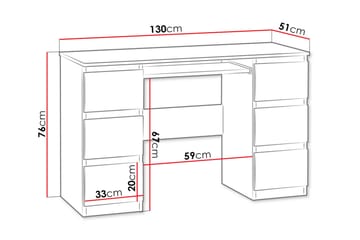 Kubana Skrivbord 130 cm med Förvaring Lådor - Grå/Vit - Möbler - Bord & matgrupper - Kontorsbord - Skrivbord