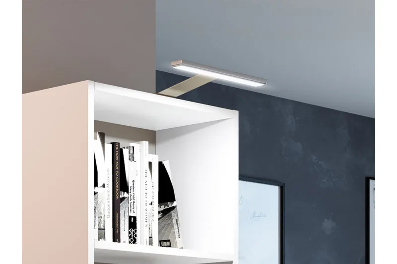 Kylien Skrivbord 125 cm LED-belysning Förvaring Bokhylla Vit - Mörk Ask - Möbler - Bord & matgrupper - Kontorsbord - Skrivbord