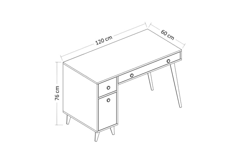 Labrags Skrivbord 120 cm med Förvaring Lådor + Skåp - Vit/Natur - Skrivbord