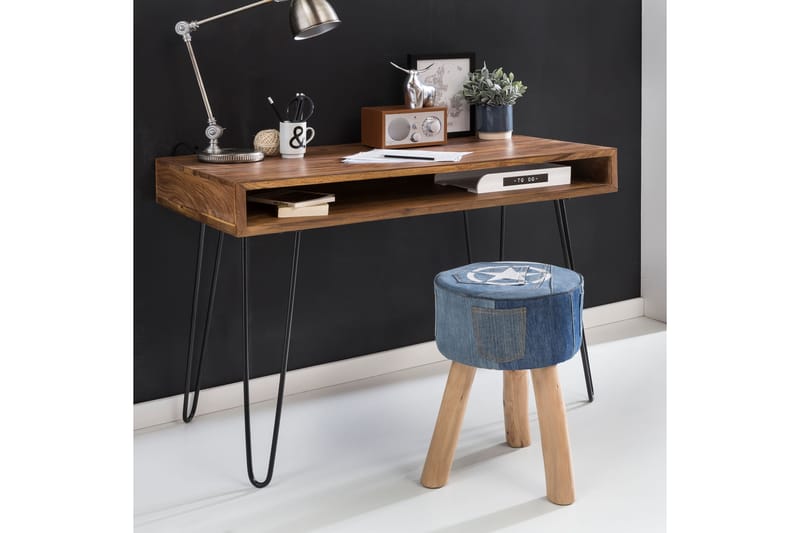 Langner Skrivbord 110 cm med Förvaring Hylla - Massivt Trä/Svart - Möbler - Bord & matgrupper - Kontorsbord - Skrivbord
