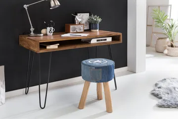 Langner Skrivbord 110 cm med Förvaring Hylla - Massivt Trä/Svart - Möbler - Bord & matgrupper - Kontorsbord - Skrivbord