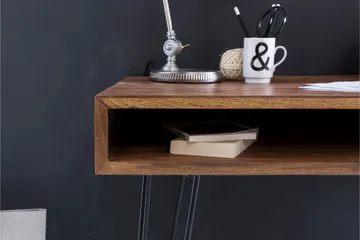 Langner Skrivbord 110 cm med Förvaring Hylla - Massivt Trä/Svart - Möbler - Bord & matgrupper - Kontorsbord - Skrivbord
