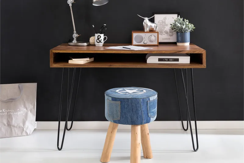 Langner Skrivbord 110 cm med Förvaring Hylla - Massivt Trä/Svart - Möbler - Bord & matgrupper - Kontorsbord - Skrivbord