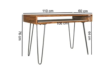 Langner Skrivbord 110 cm med Förvaring Hylla - Massivt Trä/Svart - Möbler - Bord & matgrupper - Kontorsbord - Skrivbord