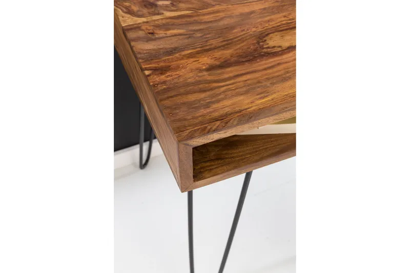 Langner Skrivbord 110 cm med Förvaring Hylla - Massivt Trä/Svart - Möbler - Bord & matgrupper - Kontorsbord - Skrivbord