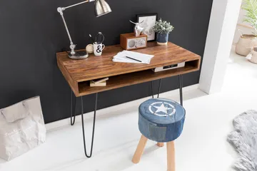 Langner Skrivbord 110 cm med Förvaring Hylla - Massivt Trä/Svart - Möbler - Bord & matgrupper - Kontorsbord - Skrivbord