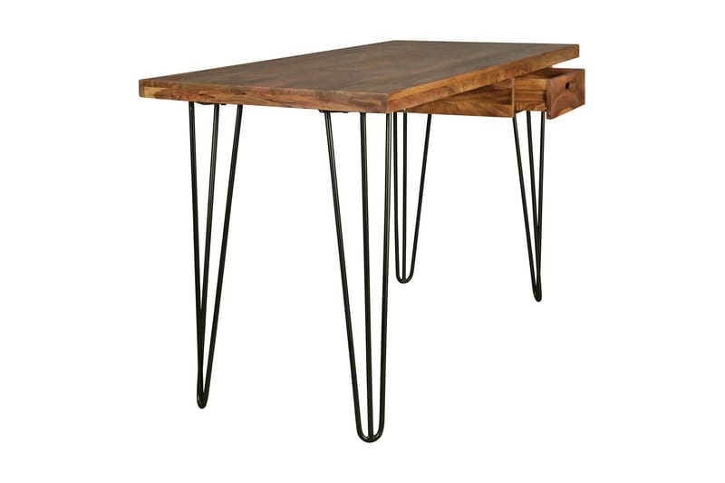 Langner Skrivbord 130 cm med Förvaring Låda - Massivt Trä/Svart - Möbler - Bord & matgrupper - Kontorsbord - Skrivbord