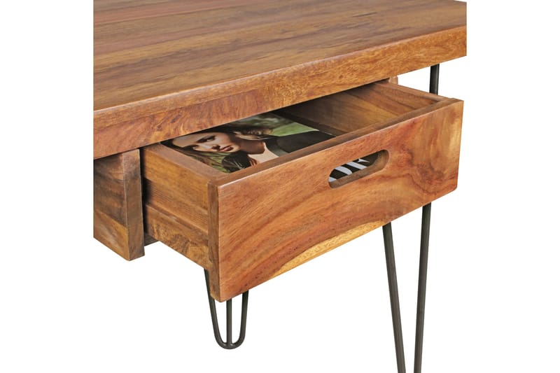 Langner Skrivbord 130 cm med Förvaring Låda - Massivt Trä/Svart - Möbler - Bord & matgrupper - Kontorsbord - Skrivbord