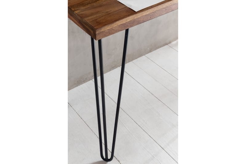 Langner Skrivbord 130 cm med Förvaring Låda - Massivt Trä/Svart - Skrivbord