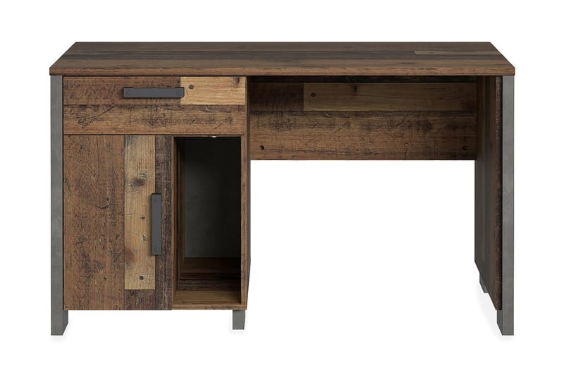 Lazarius Skrivbord 155 cm med Förvaring Skåp + Låda + Hylla - Brun/Grå - Skrivbord