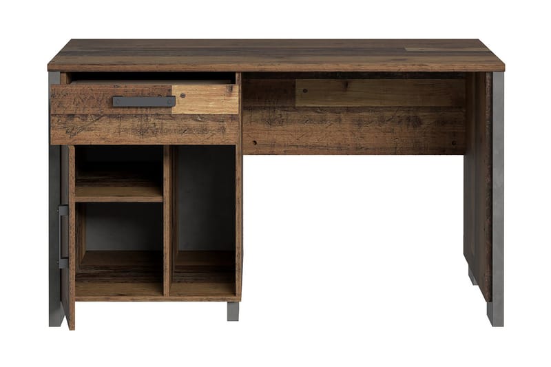 Lazarius Skrivbord 155 cm med Förvaring Skåp + Låda + Hylla - Brun/Grå - Skrivbord