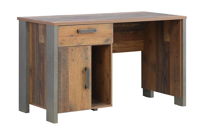 Lazarius Skrivbord 155 cm med Förvaring Skåp + Låda + Hylla - Brun/Grå - Möbler - Bord & matgrupper - Kontorsbord - Skrivbord