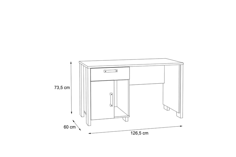 Lazarius Skrivbord 155 cm med Förvaring Skåp + Låda + Hylla - Brun/Grå - Möbler - Bord & matgrupper - Kontorsbord - Skrivbord