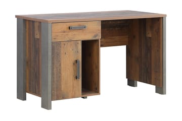 Lazarius Skrivbord 155 cm med Förvaring Skåp + Låda + Hylla - Brun/Grå - Möbler - Bord & matgrupper - Kontorsbord - Skrivbord