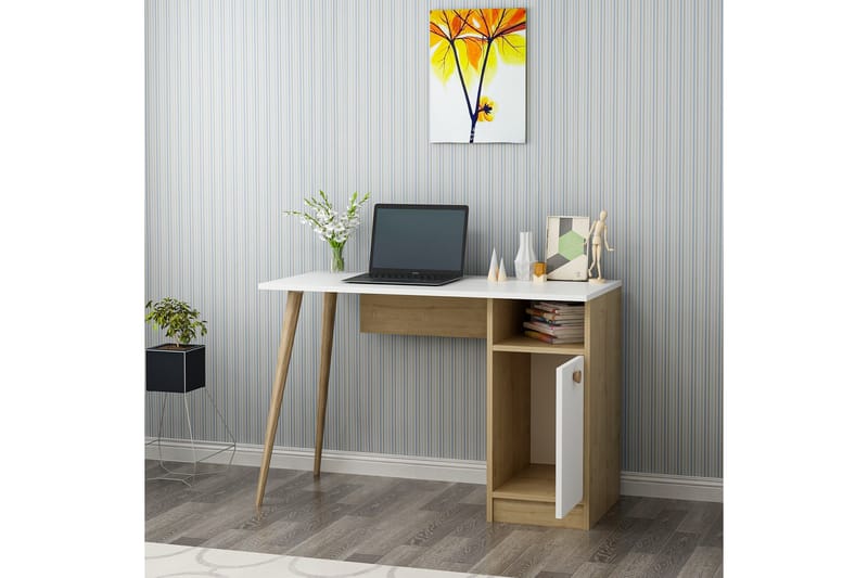 Leidon Skrivbord 110 cm - Vit/Natur - Möbler - Bord & matgrupper - Kontorsbord - Skrivbord