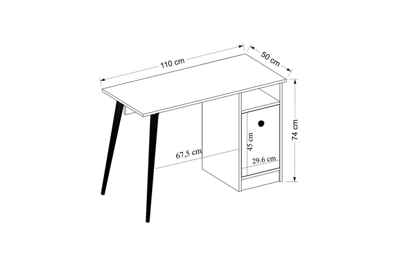 Leidon Skrivbord 110 cm - Vit/Natur - Skrivbord